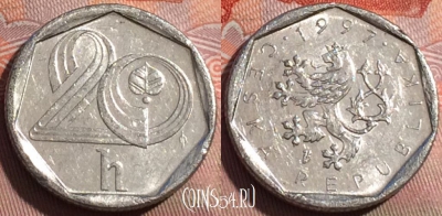 Чехия 20 геллеров 1997 года, KM# 2.3, 252a-087