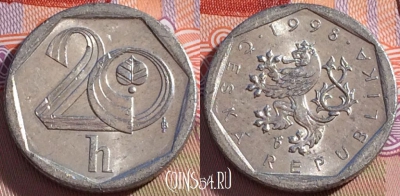 Чехия 20 геллеров 1998 года, KM# 2.3, 094c-135