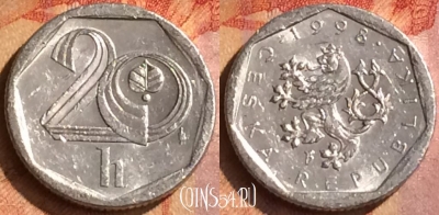 Чехия 20 геллеров 1998 года, KM# 2.3, 131o-004