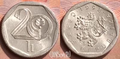 Чехия 20 геллеров 1998 года, KM# 2.3, 429-141