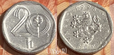 Чехия 20 геллеров 1998 года, KM# 2.3, 435r-130