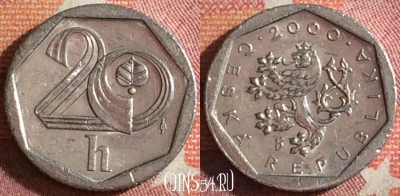 Чехия 20 геллеров 2000 года, KM# 2.3, 361-108