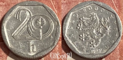 Чехия 20 геллеров 2000 года, KM# 2.3, 429r-141