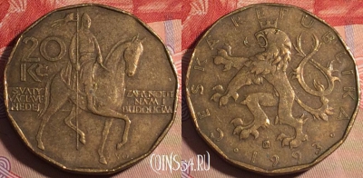 Чехия 20 крон 1993 года, KM# 5, 204a-121