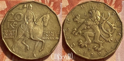Чехия 20 крон 1993 года, KM# 5, 357q-144