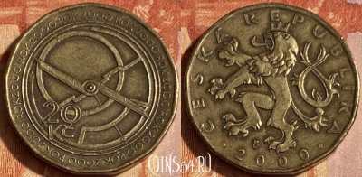 Чехия 20 крон 2000 года, KM# 43, 463q-018 ♛