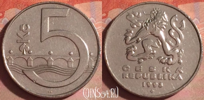 Чехия 5 крон 1993 года, KM# 8, 049i-022