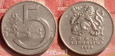 Чехия 5 крон 1993 года, KM# 8, 171m-091