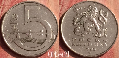 Чехия 5 крон 1993 года, KM# 8, 388n-121