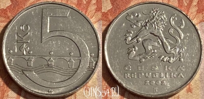 Чехия 5 крон 2002 года, KM# 8, 104r-066