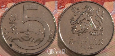 Чехия 5 крон 2002 года, KM# 8, 132a-091