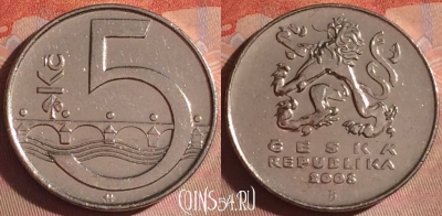 Чехия 5 крон 2008 года, KM# 8, 054i-083