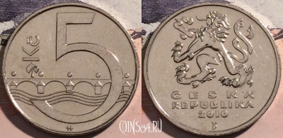 Чехия 5 крон 2010 года, KM# 8, a129-108