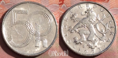 Чехия 50 геллеров 1993 года, KM# 3, 250a-107