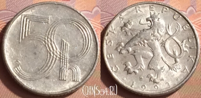 Чехия 50 геллеров 1993 года, KM# 3, 430-127