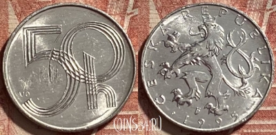 Чехия 50 геллеров 1995 года, KM# 3, 059r-042
