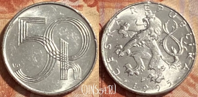 Чехия 50 геллеров 1995 года, KM# 3, 487р-046