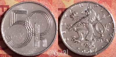 Чехия 50 геллеров 2007 года, KM# 3, 163j-065