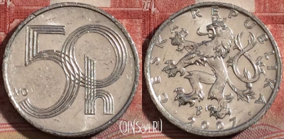Чехия 50 геллеров 2007 года, KM# 3, 215-080