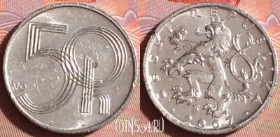 Чехия 50 геллеров 2007 года, KM# 3, 335i-140