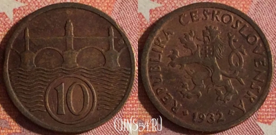 Чехословакия 10 геллеров 1932 года, KM# 3, 352-113