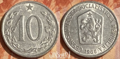 Чехословакия 10 геллеров 1966 года, KM# 49.1, 402r-021