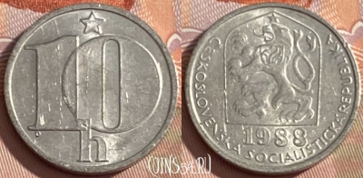Чехословакия 10 геллеров 1988 года, KM# 80, 451r-094