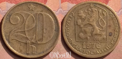Чехословакия 20 геллеров 1976 года, KM# 74, 430-001