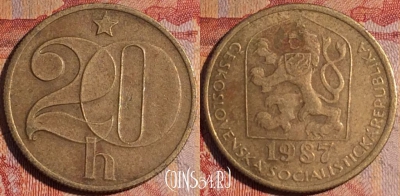 Чехословакия 20 геллеров 1987 года, KM# 74, 163a-101