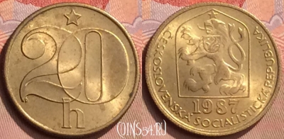 Чехословакия 20 геллеров 1987 года, KM# 74, 428-108