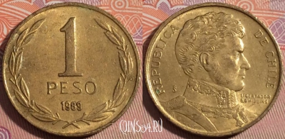 Чили 1 песо 1989 года, KM# 216, a111-118