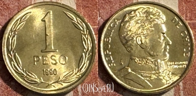 Чили 1 песо 1990 года, KM# 216, UNC, 507s-097
