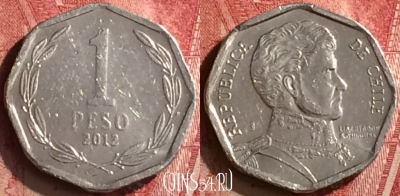 Чили 1 песо 2012 года, KM# 231, 187n-012