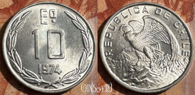 Чили 10 эскудо 1974 г., KM# 200, UNC, s503s-066