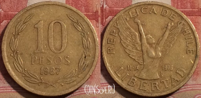 Чили 10 песо 1987 года, KM# 218, 209-050