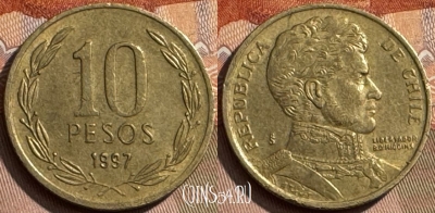 Чили 10 песо 1997 года, KM# 228, 306s-096