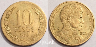 Чили 10 песо 1997 года, см. сост., 72-071b