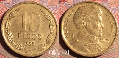 Чили 10 песо 1998 года, KM# 228, 222a-021