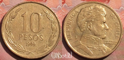 Чили 10 песо 1999 года, KM# 228, 268a-034