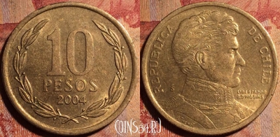 Чили 10 песо 2004 года, KM# 228, 170a-104