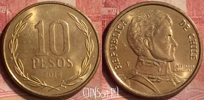 Чили 10 песо 2014 года, KM# 228, 107m-086