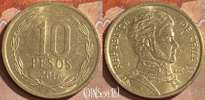 Чили 10 песо 2016 года, KM# 228, 462r-022