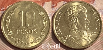 Чили 10 песо 2021 года, KM# 228, 497р-126