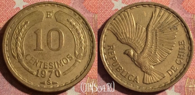Чили 10 сентесимо 1970 года, KM# 191, 360-006