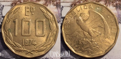 Чили 100 эскудо 1974 года, KM# 202, 238-013