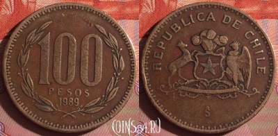 Чили 100 песо 1989 года, KM# 226, 055i-035