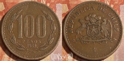 Чили 100 песо 1989 года, KM# 226, 292r-132