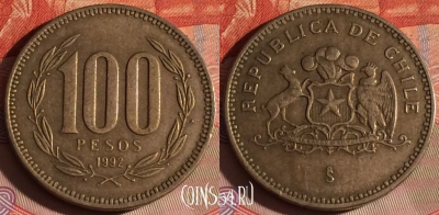 Чили 100 песо 1992 года, KM# 226, 059f-082