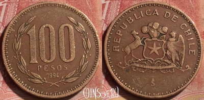Чили 100 песо 1994 года, KM# 226, 190l-049