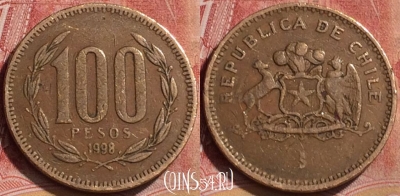 Чили 100 песо 1998 года, KM# 226, 184l-019